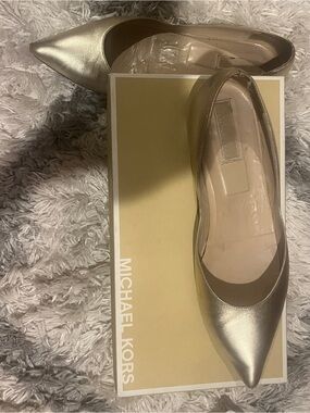 Michael Kors Metallic Champagne Pointed-Toe Ballet Flats